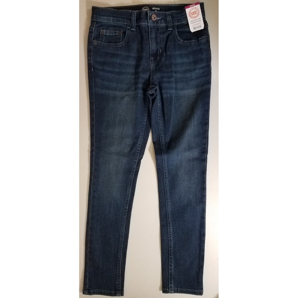 Wonder Nation‎ Jeans Girls Size 10 Blue Mid-rise Skinny Adjust Waist Pants NEW